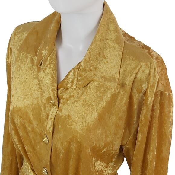 Vintage Brownstone Studio Gold Velvet Jumpsuit Size Small P - Picture 5 of 9